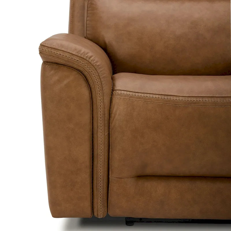 Leather Dual Power Reclining Loveseat with Console