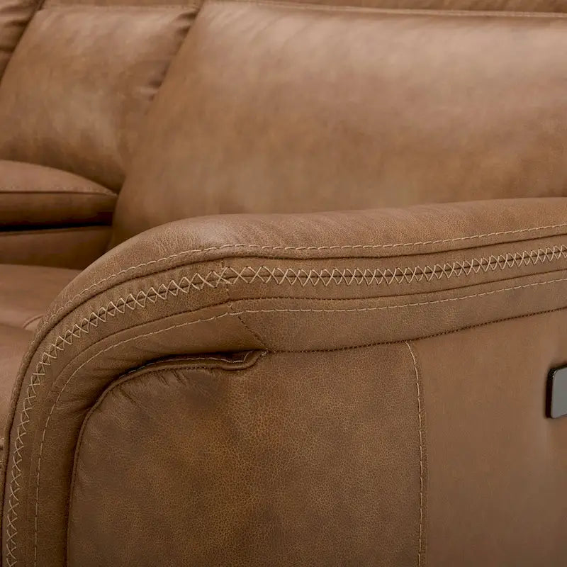 Leather Dual Power Reclining Loveseat with Console