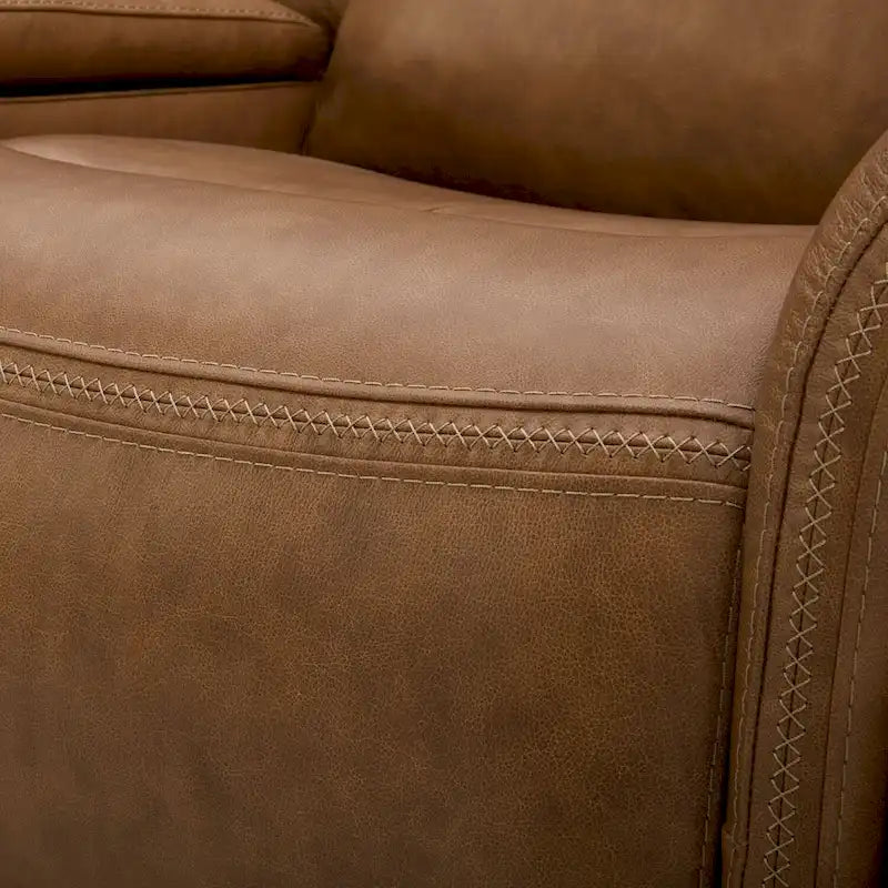 Leather Dual Power Reclining Loveseat with Console