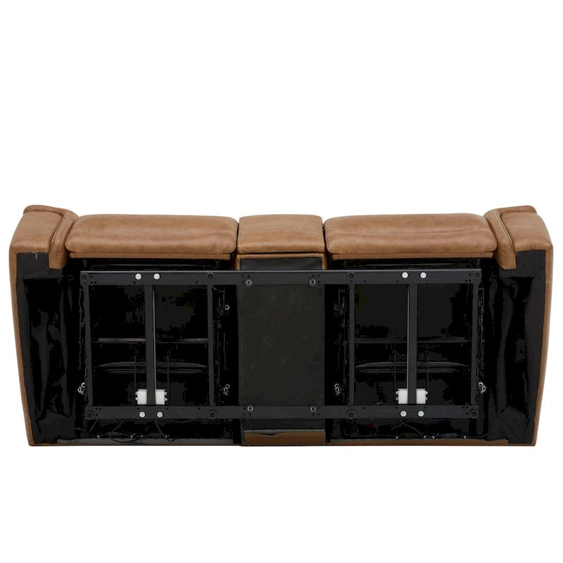 Leather Dual Power Reclining Loveseat with Console