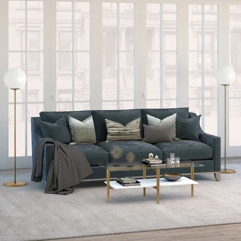 Mid-Century Glam Coffee Table, Gold Frame & Glass Top