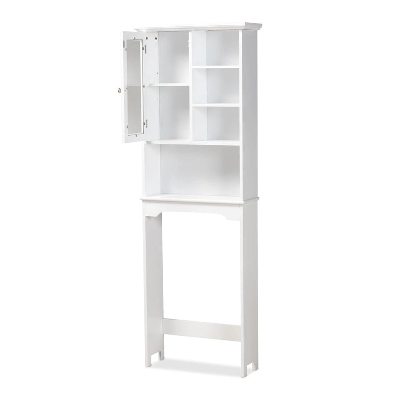 Mobile contenitore bianco da bagno sopra il WC in legno