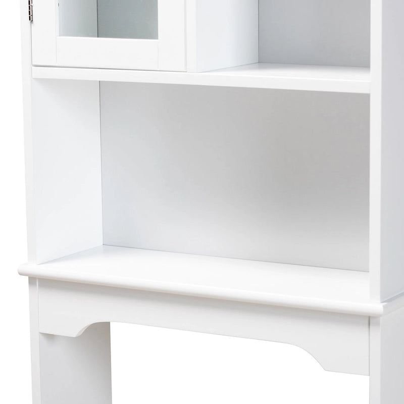 Mobile contenitore bianco da bagno sopra il WC in legno