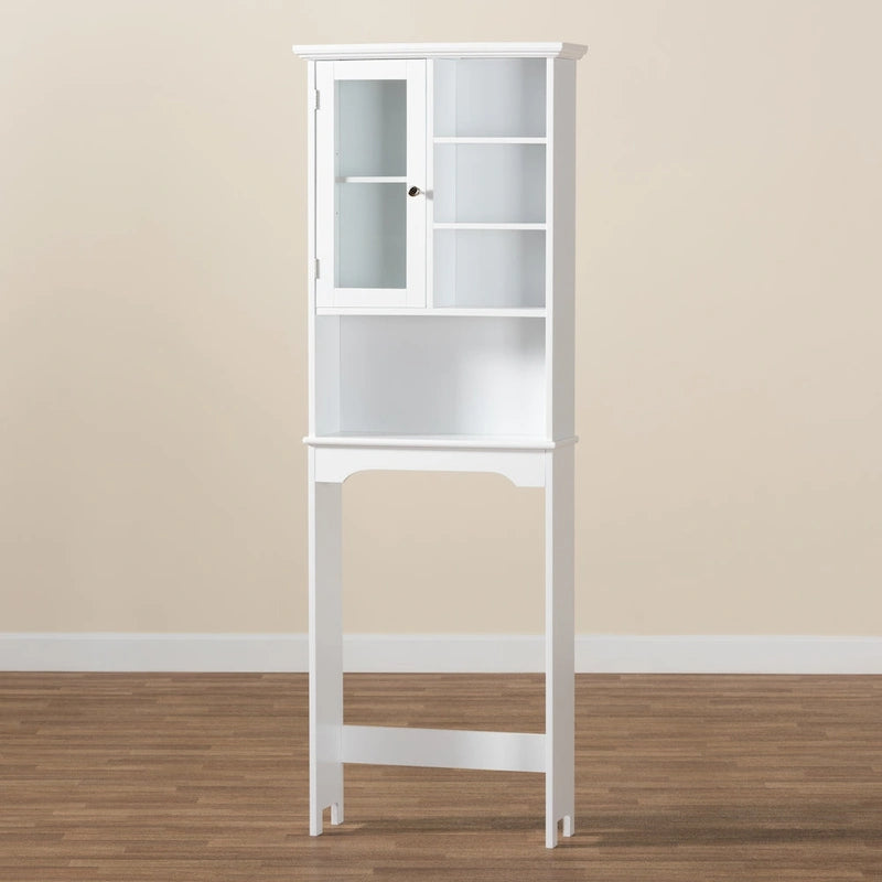 Mobile contenitore bianco da bagno sopra il WC in legno
