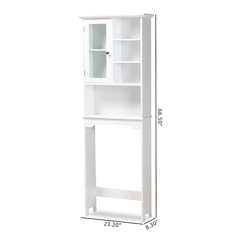 Mobile contenitore bianco da bagno sopra il WC in legno