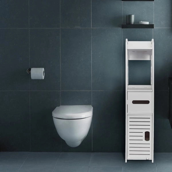 4-Tier Bathroom Standing Shelf with 2 Doors