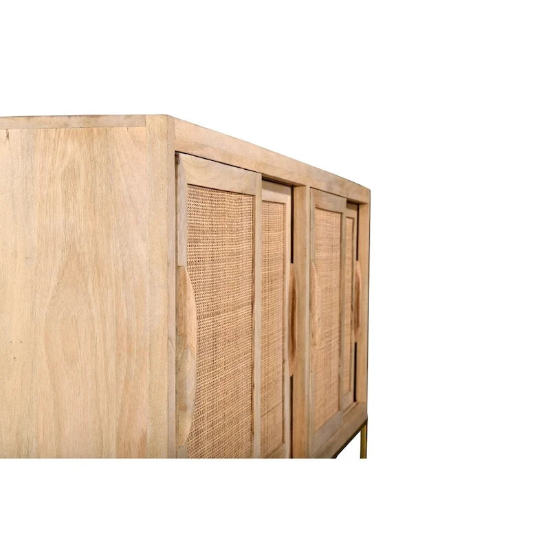 Dressoir van natuurlijk riet met 4 schuifdeuren