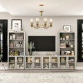 Media Console Glass Doors Modern Living Spaces Entertainment Center - 126x70.9