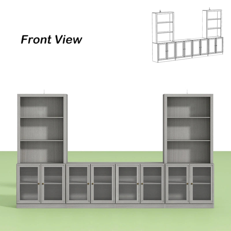 126" Entertainment Center with 8 Glass Doors and 7 Shelves
