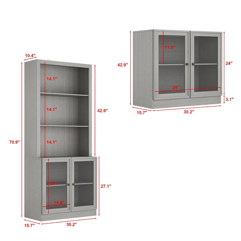 126" Entertainment Center with 8 Glass Doors and 7 Shelves