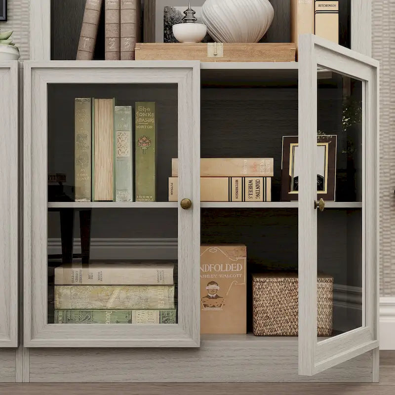 126" Entertainment Center with 8 Glass Doors and 7 Shelves