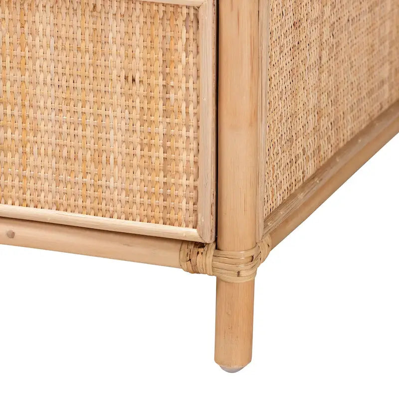 Modern Bohemian Natural Rattan 1-Drawer Nightstand