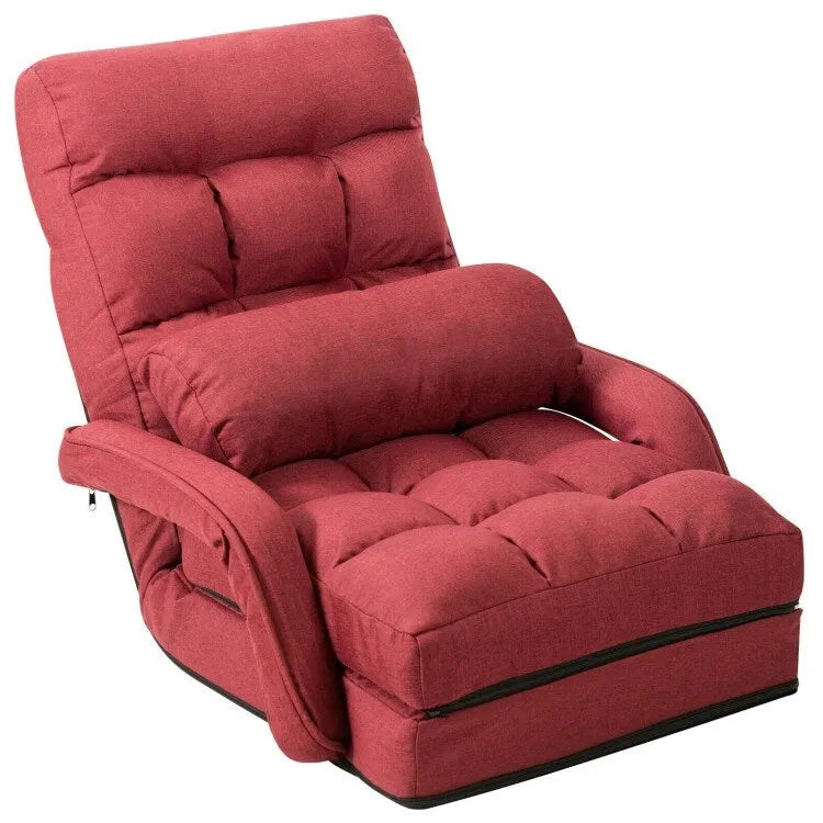 Klappbarer Bodensessel mit Armlehnen und Lendenkissen, Rot