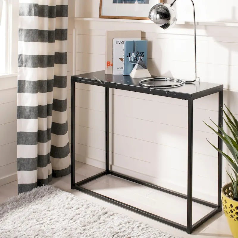 Grey & Marble Console Table with Black Parson's Frame