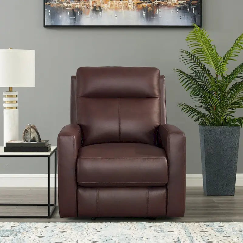Zero Gravity Power Recliner with Power Headrest, Top Grain Leather