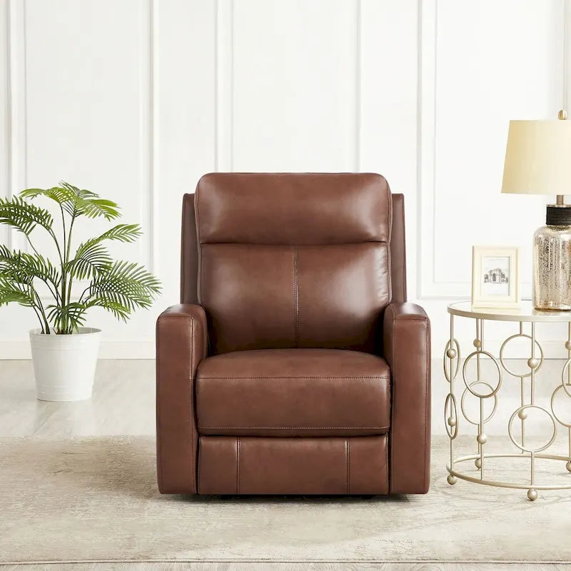 Zero Gravity Power Recliner with Power Headrest, Top Grain Leather