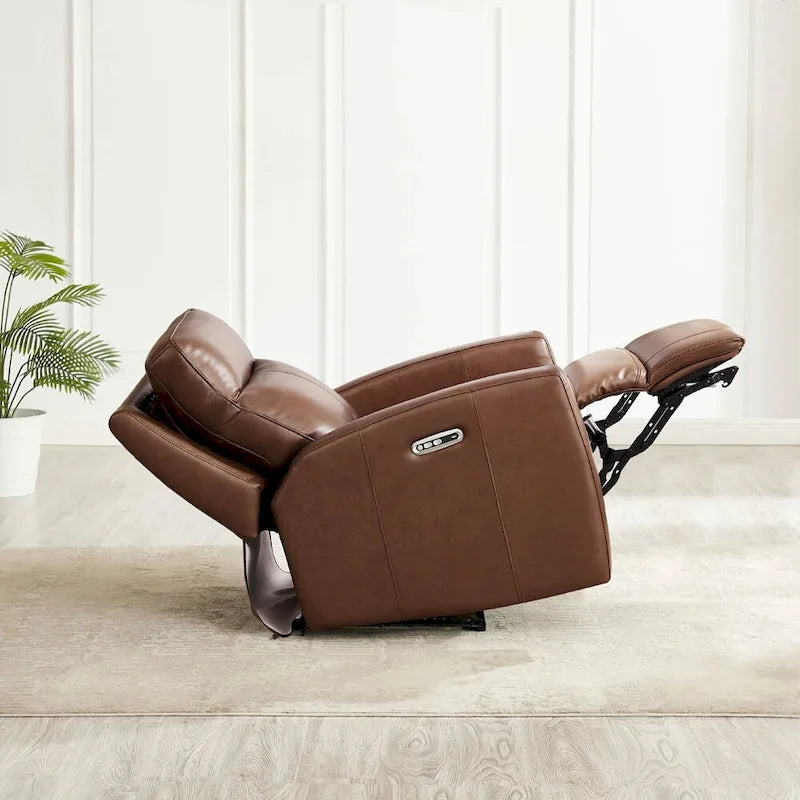 Zero Gravity Power Recliner with Power Headrest, Top Grain Leather