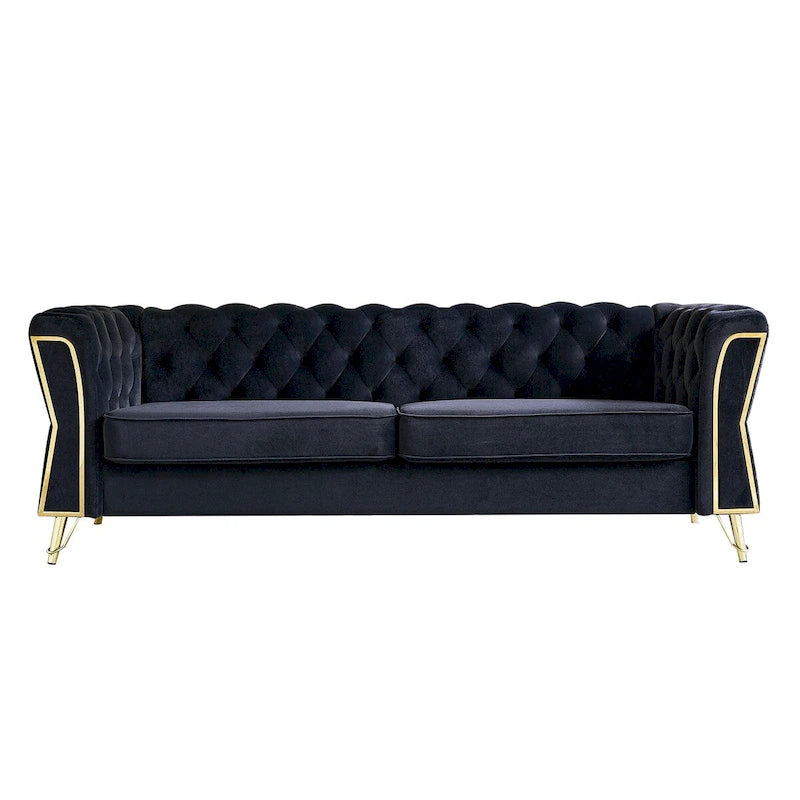 Mid-Century Tufted Velvet Sofa, 87.4"