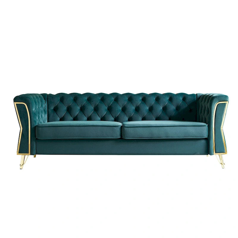 Mid-Century Tufted Velvet Sofa, 87.4"