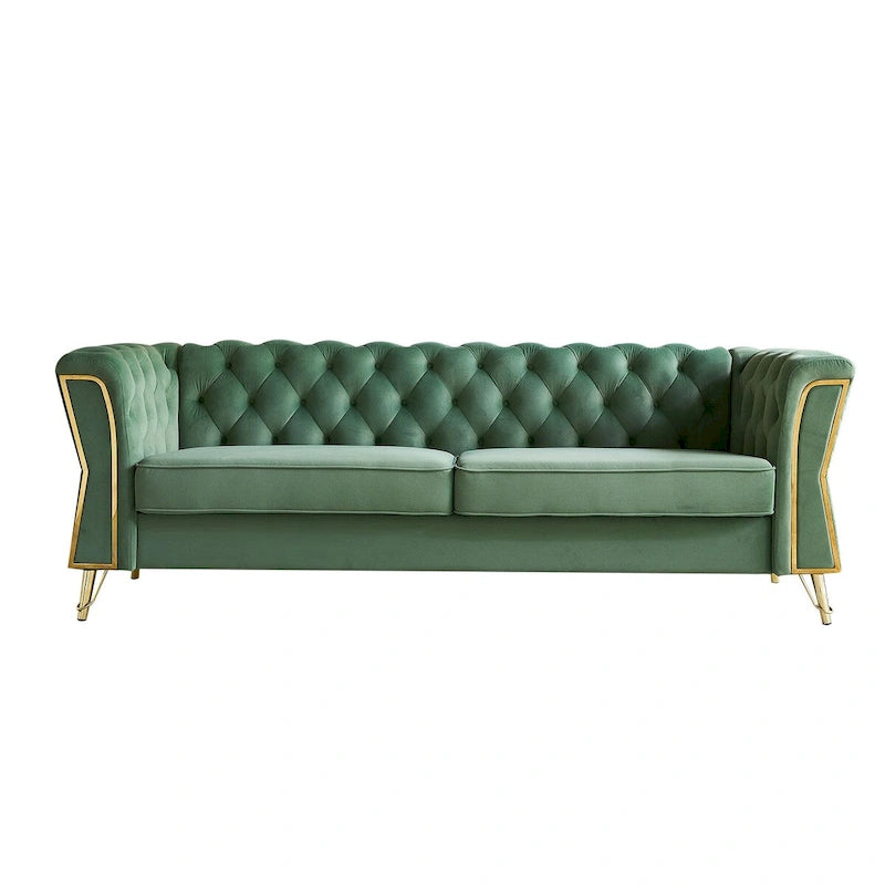 Mid-Century Tufted Velvet Sofa, 87.4"