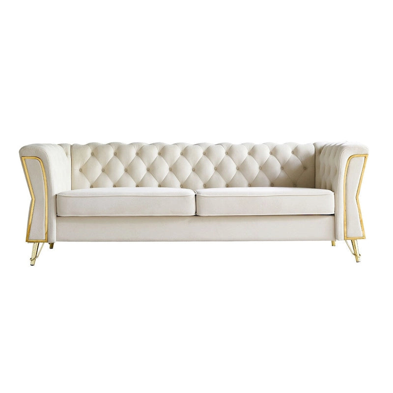 Mid-Century Tufted Velvet Sofa, 87.4"
