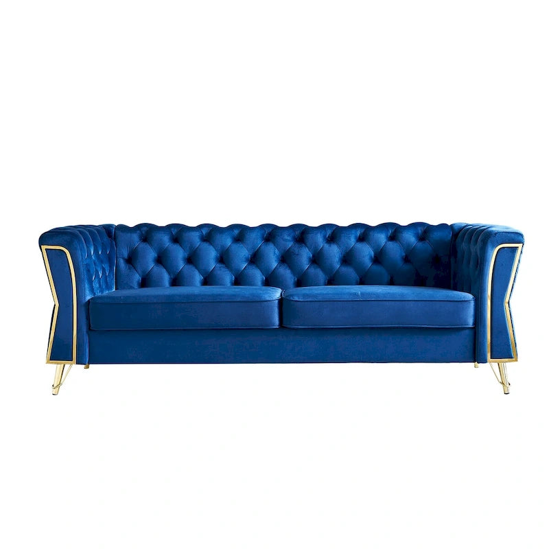 Mid-Century Tufted Velvet Sofa, 87.4"