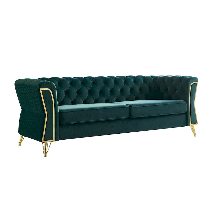 Mid-Century Tufted Velvet Sofa, 87.4"