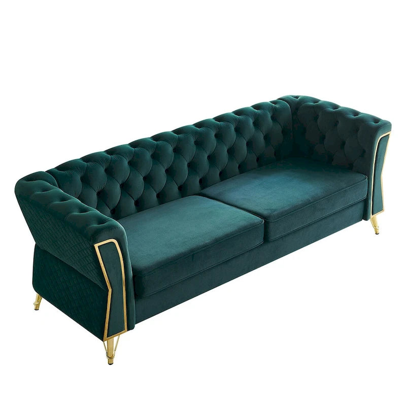 Mid-Century Tufted Velvet Sofa, 87.4"