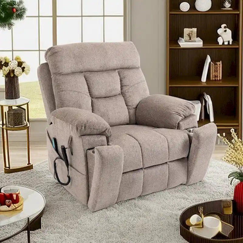 Oversized Dual Motor Power Lift Recliner with Massage and Heat, 400 lbs