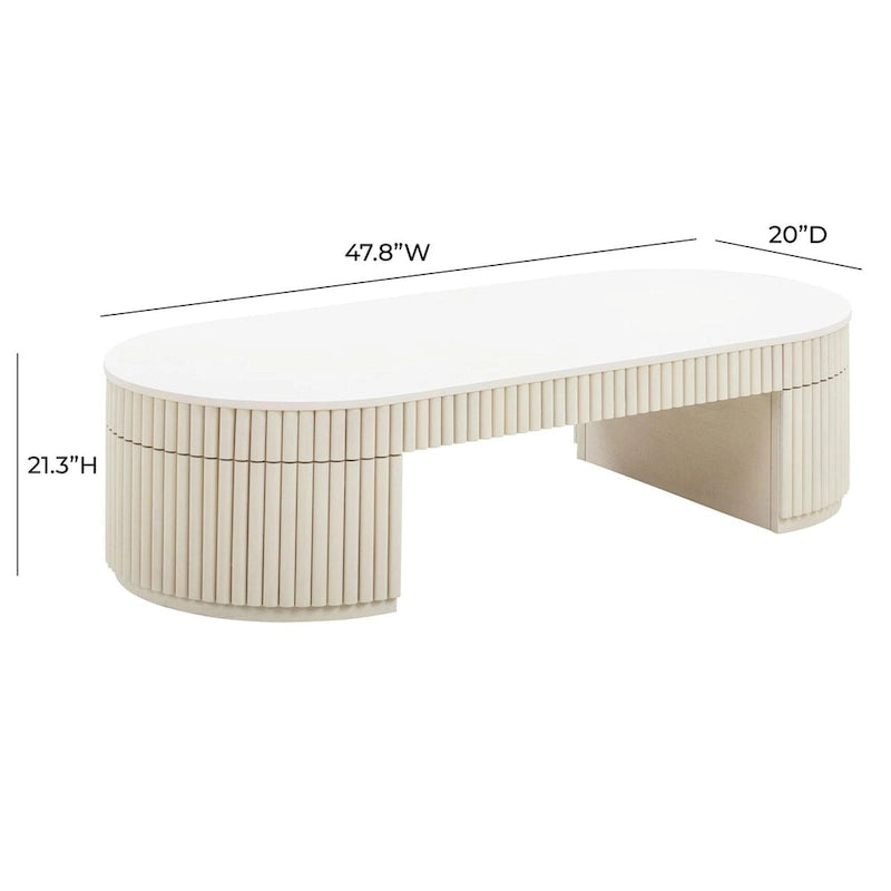 Cream Oval Coffee Table