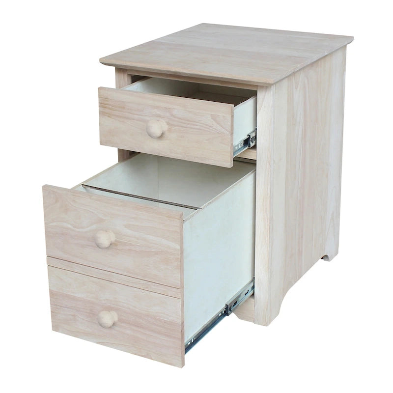 Aktenschrank mit zwei Schubladen sowie Schreibtisch und Stuhl