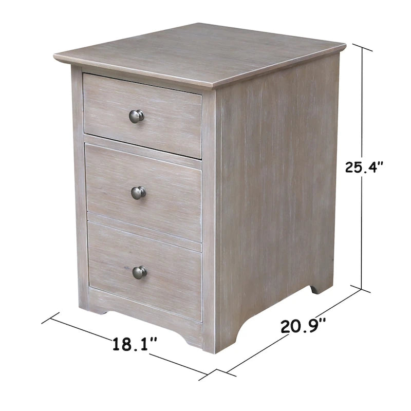 Aktenschrank mit zwei Schubladen sowie Schreibtisch und Stuhl