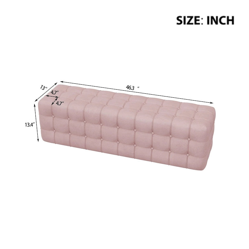 Tufted Velvet Rectangular Ottoman Footstool