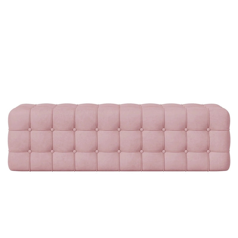 Obdélníková podnožka z čalouněného sametu s prošíváním