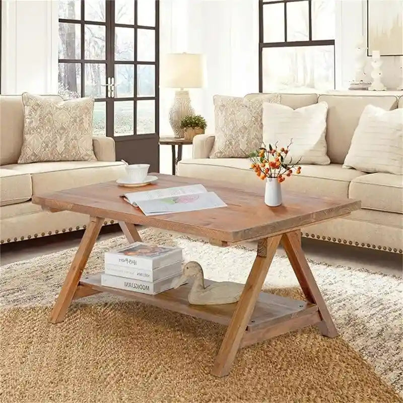 Farmhouse Wood Coffee Table, A-Frame Design