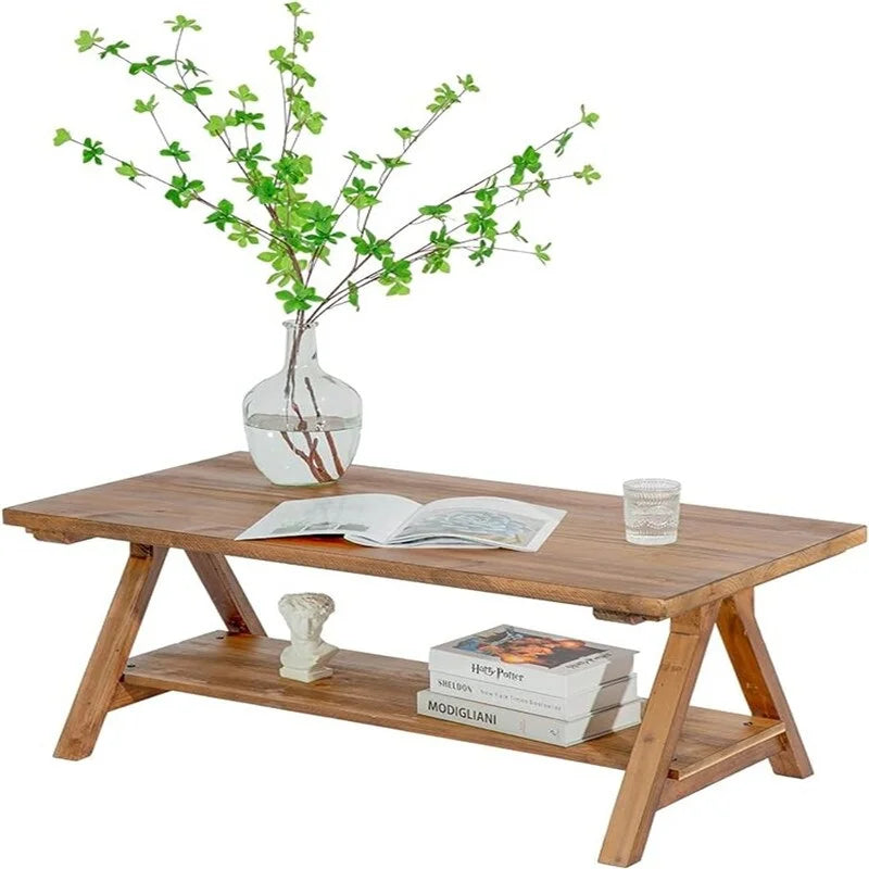 Farmhouse Wood Coffee Table, A-Frame Design