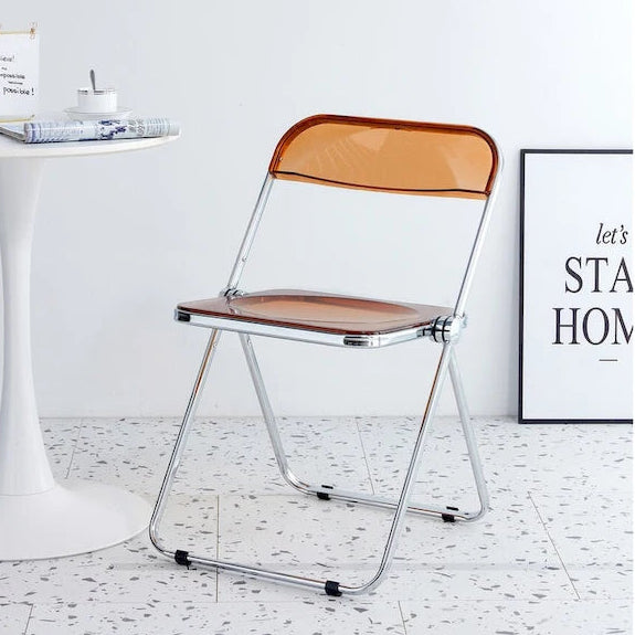 YELLOW Clear Transparent Folding Chair Chair Pc Plastic Living Room Seat