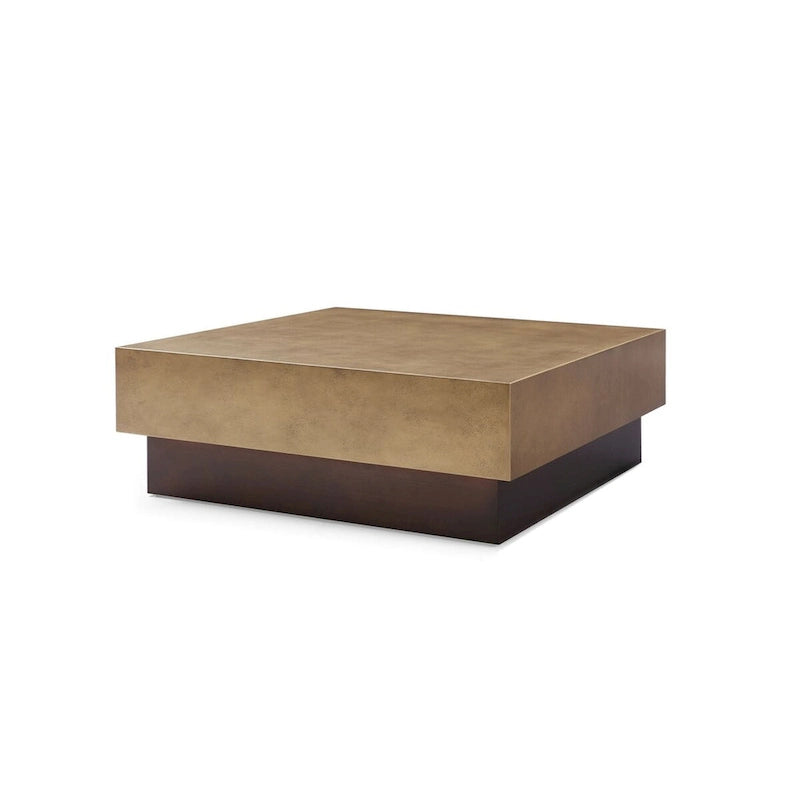 Modern Square Metal Coffee Table, Antique Copper & Gold