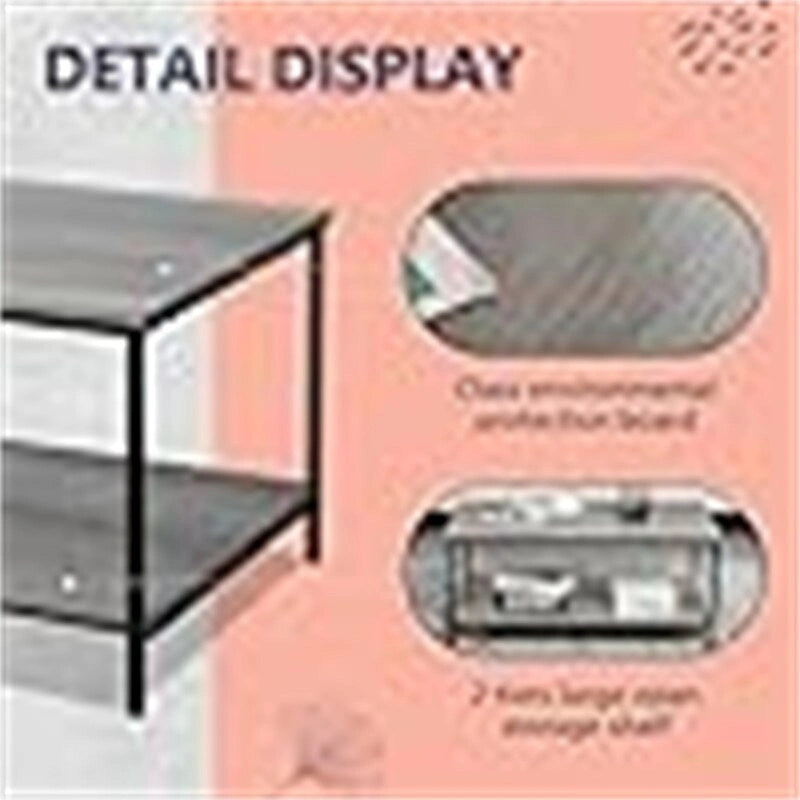 2-Tier Coffee Table with Open Shelves and Metal Frame