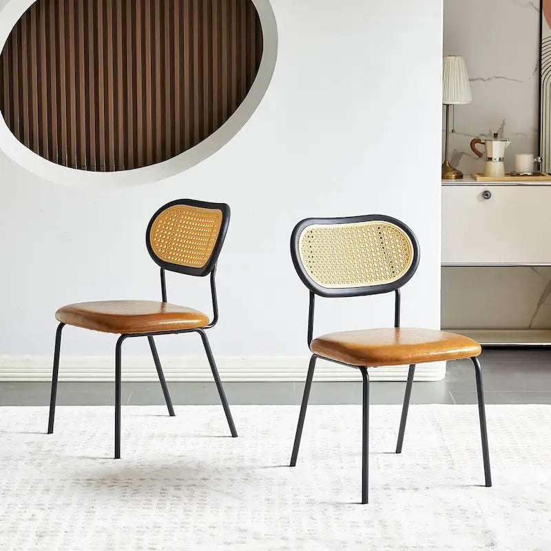 Modern PU Leather Dining Chair with Metal Frame and PP Back