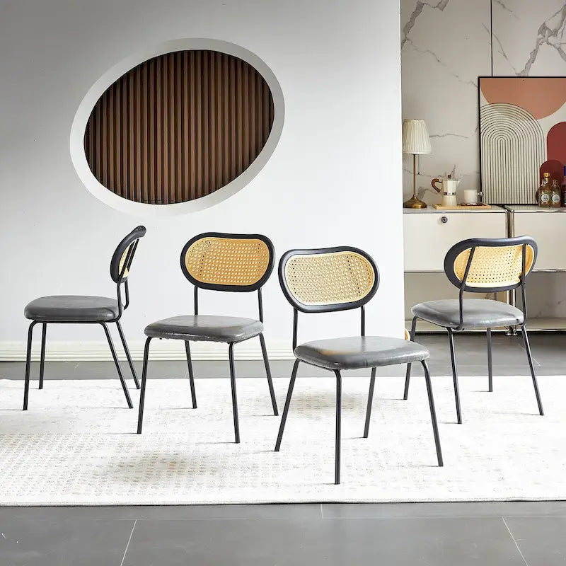 Modern PU Leather Dining Chair with Metal Frame and PP Back
