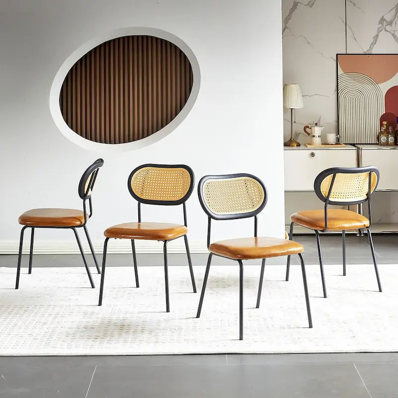 Modern PU Leather Dining Chair with Metal Frame and PP Back