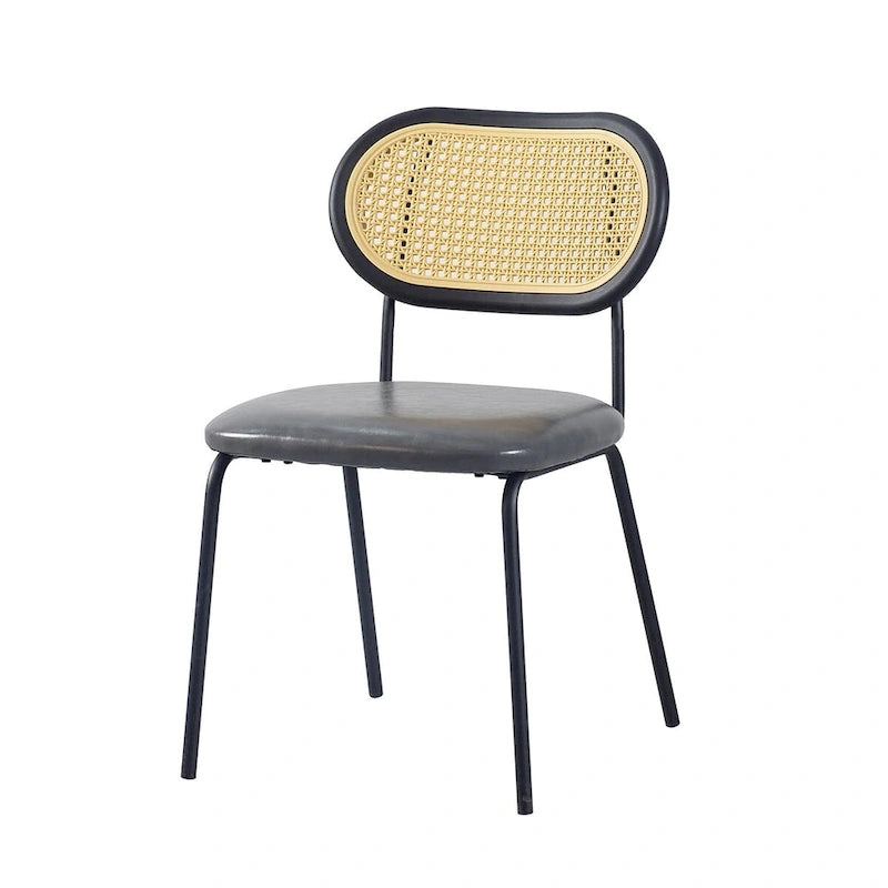 Modern PU Leather Dining Chair with Metal Frame and PP Back