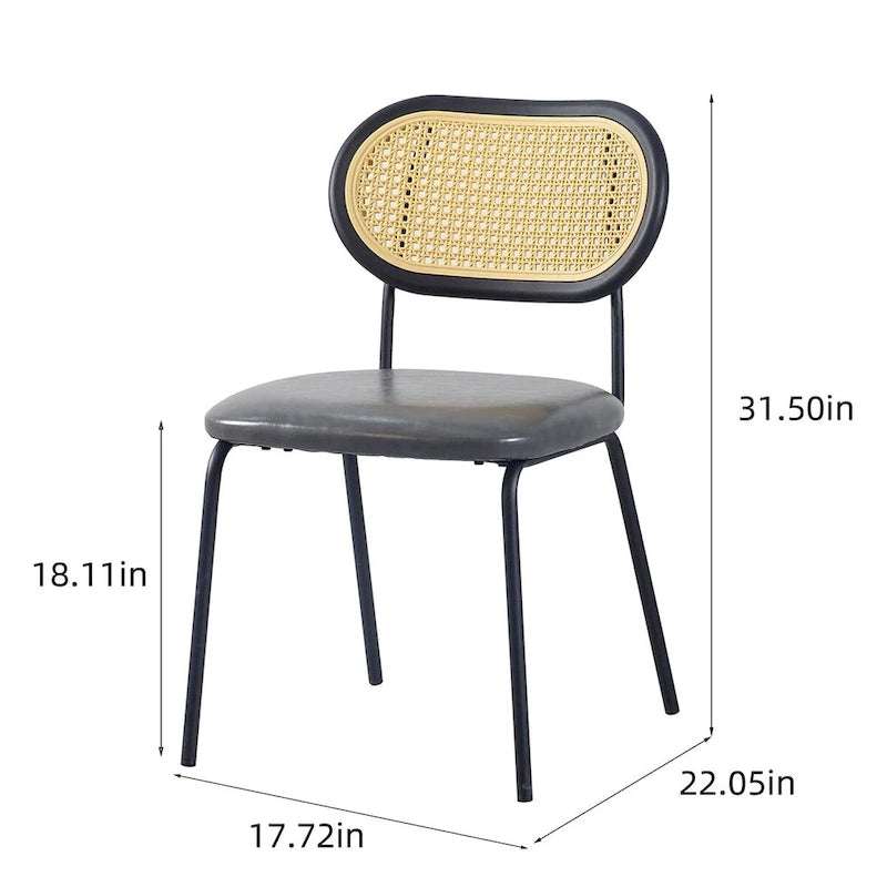 Chaise de salle à manger moderne en similicuir PU avec structure métallique et dossier en PP
