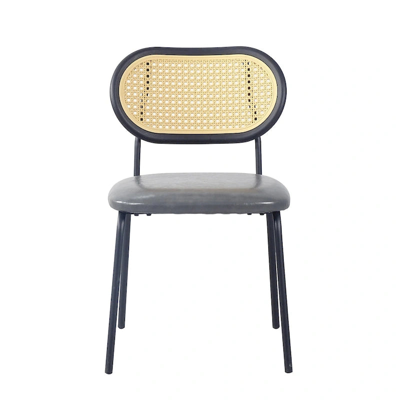 Chaise de salle à manger moderne en similicuir PU avec structure métallique et dossier en PP