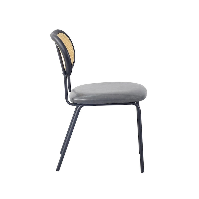 Chaise de salle à manger moderne en similicuir PU avec structure métallique et dossier en PP