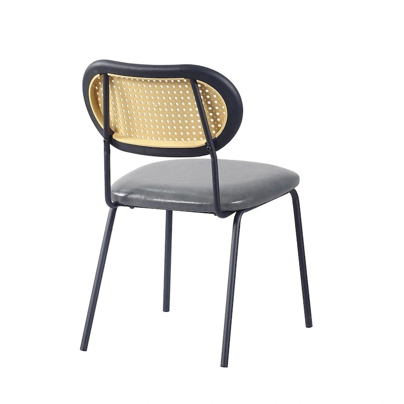 Chaise de salle à manger moderne en similicuir PU avec structure métallique et dossier en PP