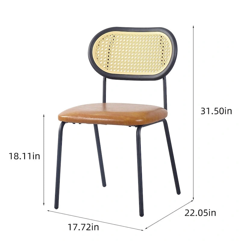Chaise de salle à manger moderne en similicuir PU avec structure métallique et dossier en PP