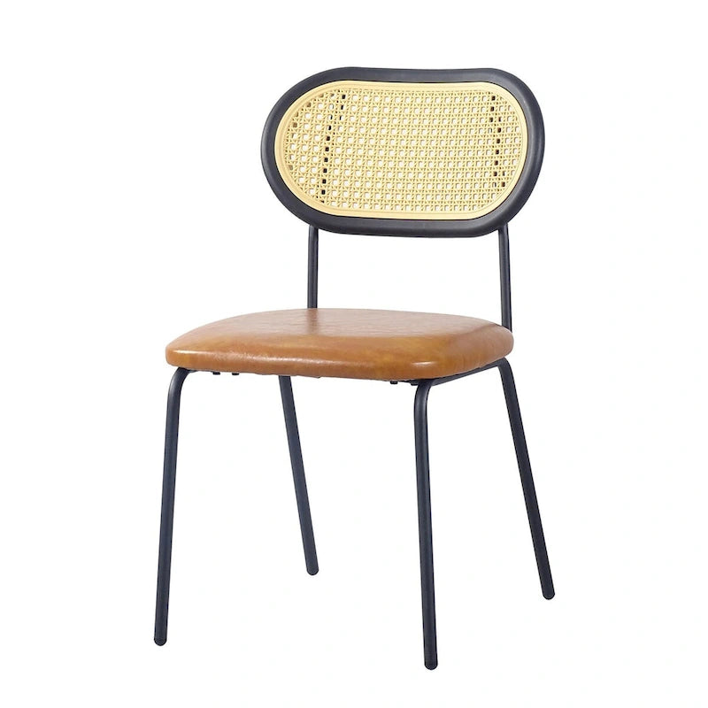 Chaise de salle à manger moderne en similicuir PU avec structure métallique et dossier en PP