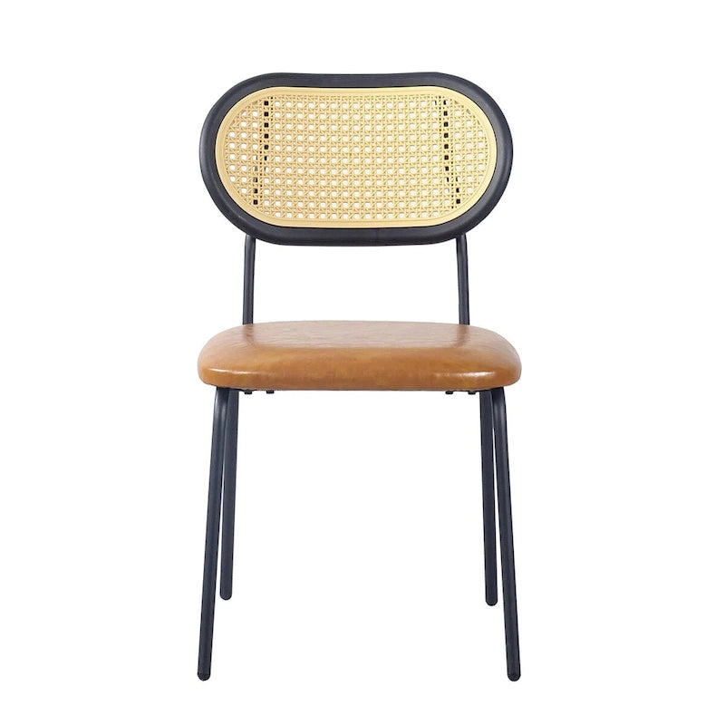 Chaise de salle à manger moderne en similicuir PU avec structure métallique et dossier en PP